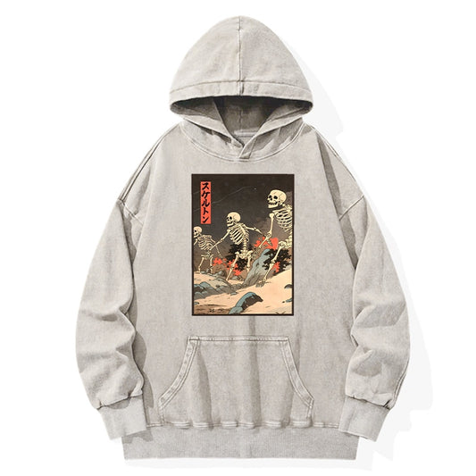 Tokyo-Tiger Japanese Rising Skeletons Washed Hoodie