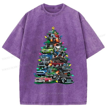 Tokyo-Tiger Christmas Tree Car Washed T-Shirt