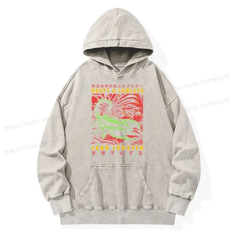 Tokyo-Tiger Adopting A Land Lobster Japanese Washed Hoodie