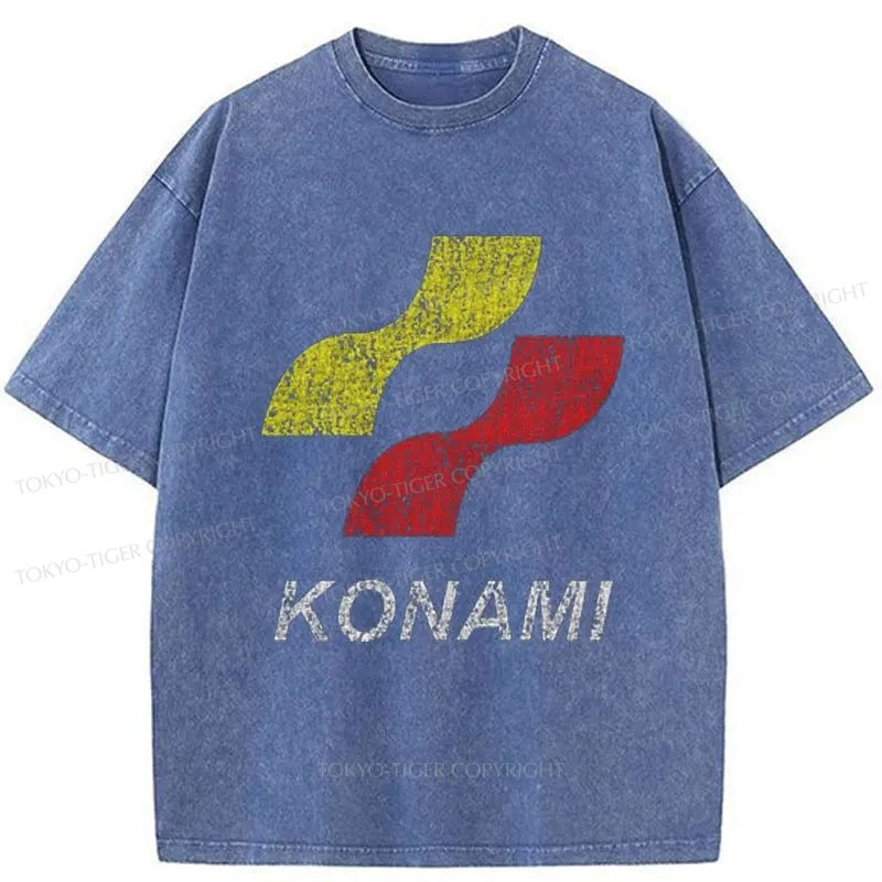 Tokyo-Tiger Konami Logo Japanese Washed T-Shirt