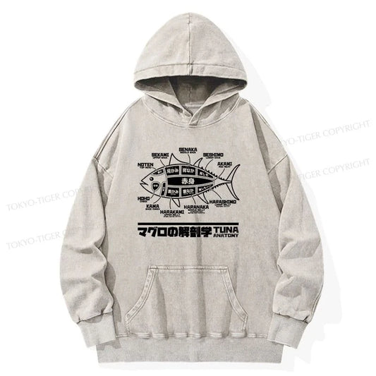 Tokyo-Tiger Tuna Dissection Map Japanese Washed Hoodie