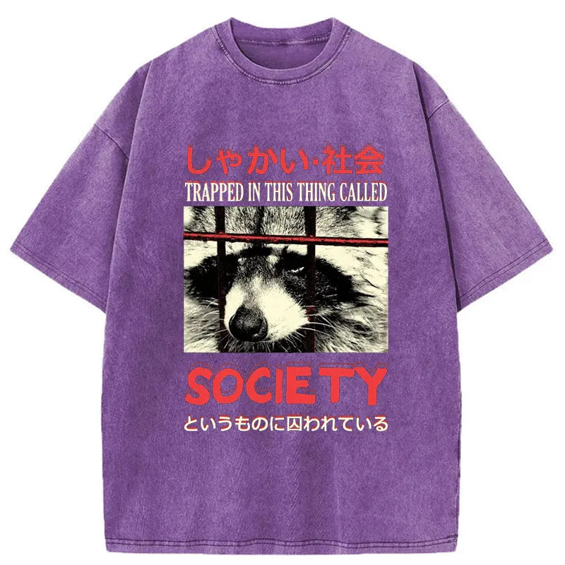 Tokyo-Tiger Trapped In This Thing Called Society Washed T-Shirt