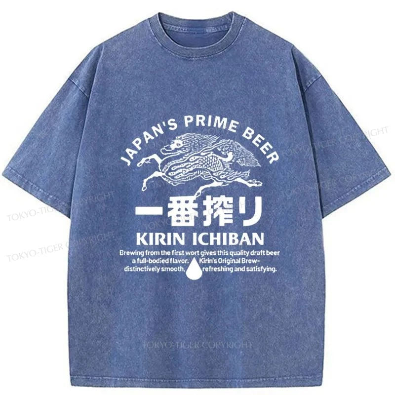 Tokyo-Tiger Kirin Ichiban Beer Logo Washed T-Shirt