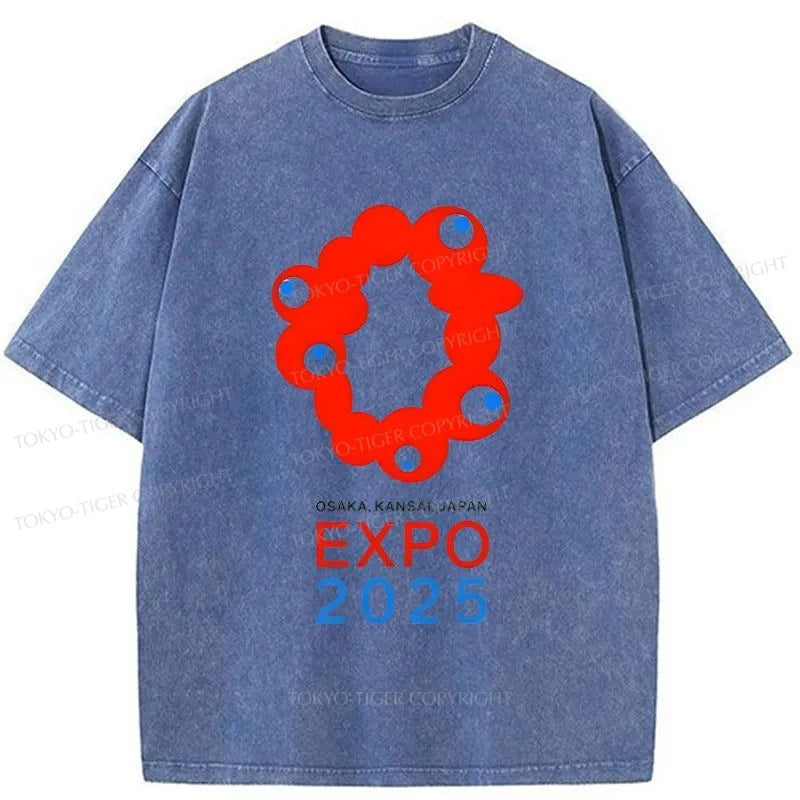 Tokyo-Tiger Logo Of EXPO 2025 Washed T-Shirt