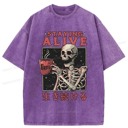 Tokyo-Tiger Staying Alive Japanese Washed T-Shirt