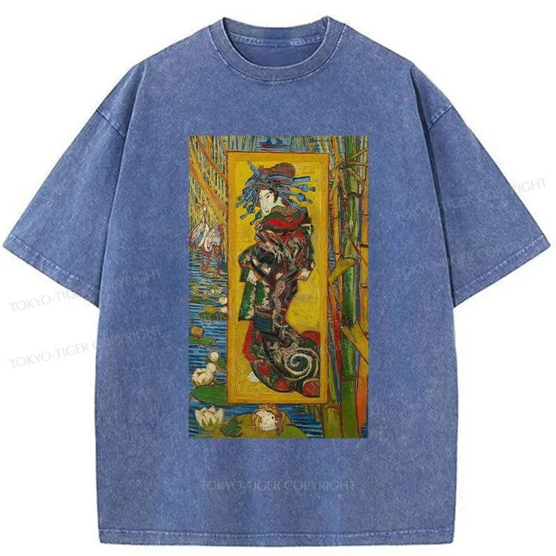 Tokyo-Tiger Vincent Van Gogh Painting Japan Washed T-Shirt