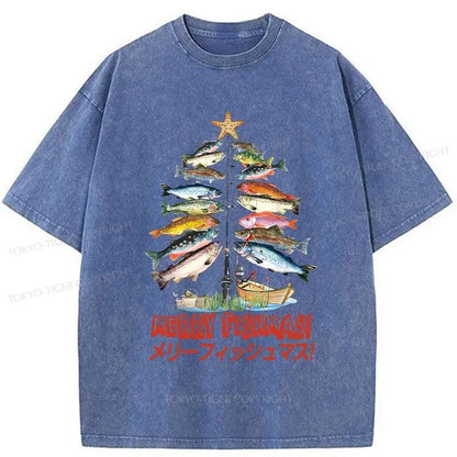 Tokyo-Tiger Christmas Tree Fish Washed T-Shirt