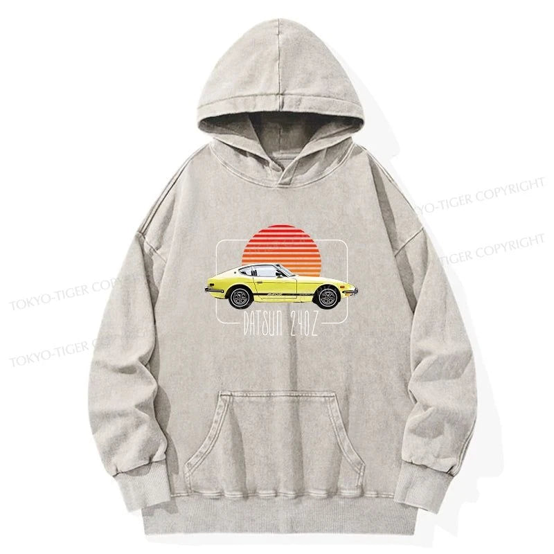 Tokyo-Tiger Datsun 240Z Retro Classic Car Washed Hoodie