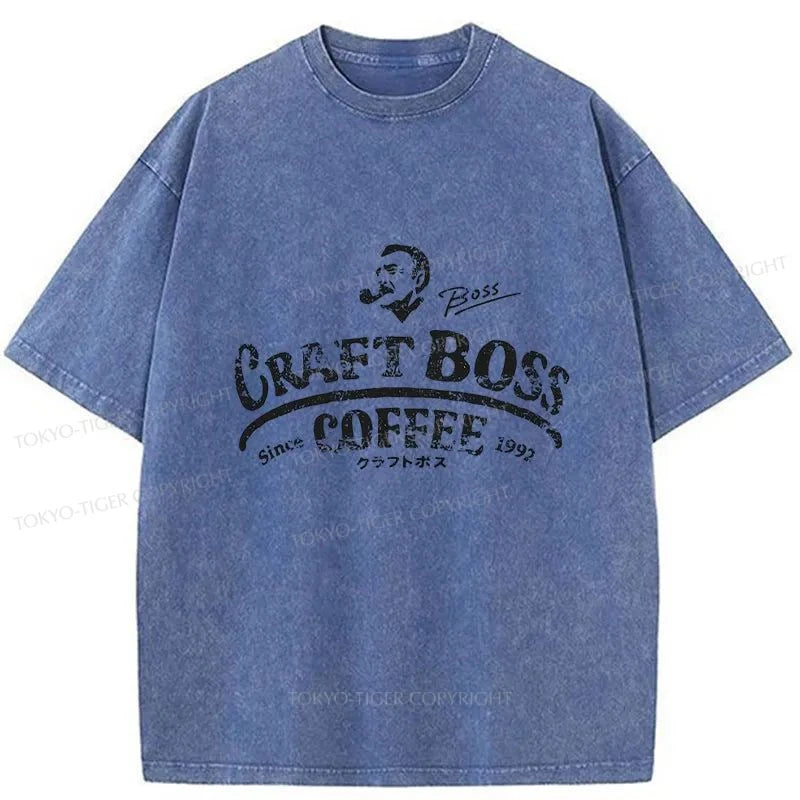 Tokyo-Tiger Craft Boss Coffee Logo Washed T-Shirt