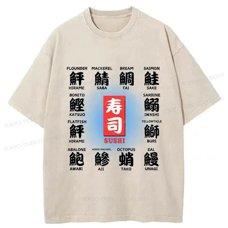 Tokyo-Tiger Sushi Symphony Tee Washed T-Shirt