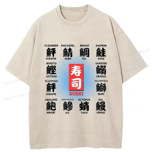 Tokyo-Tiger Sushi Symphony Tee Washed T-Shirt