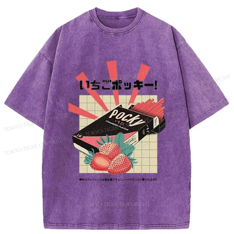 Tokyo-Tiger Strawberry Pocky Japanese Washed T-Shirt