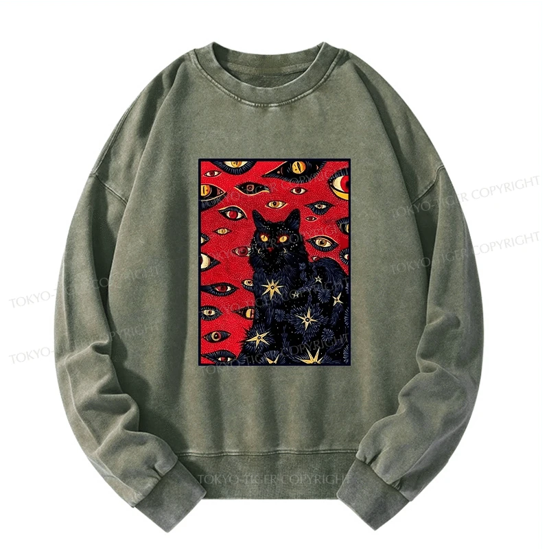 Tokyo-Tiger Mysterious Cat Washed Sweatshirt