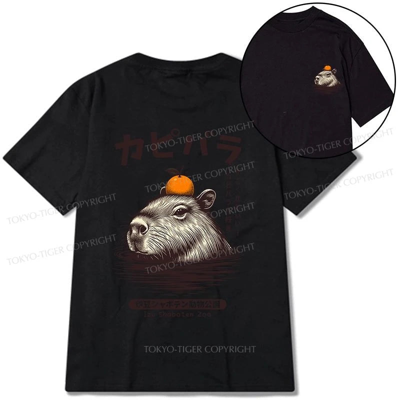 Tokyo-Tiger Capybara Hot Spring Front Back Classic T-Shirt