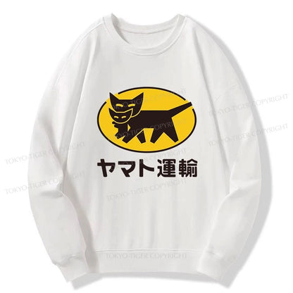 Tokyo-Tiger Black Cat Transport Pattern Japanese Sweatshirt