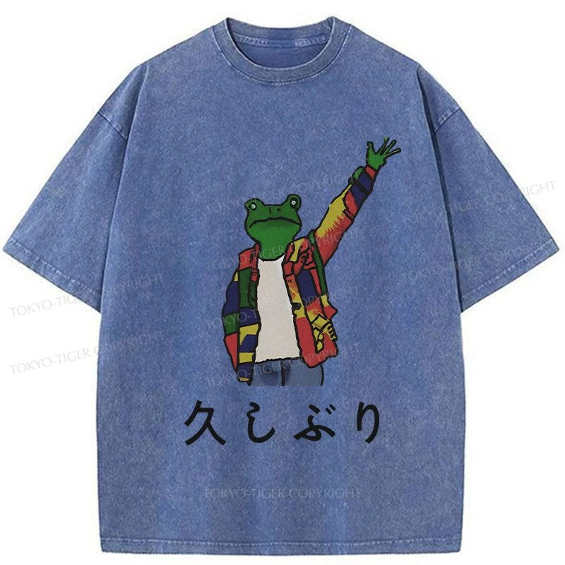 Tokyo-Tiger Hand Up Frog Japanese Washed T-Shirt