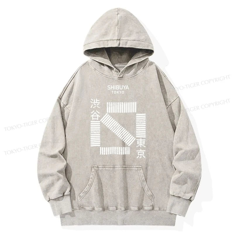 Tokyo-Tiger Japanese Shibuya Crossing Washed Hoodie