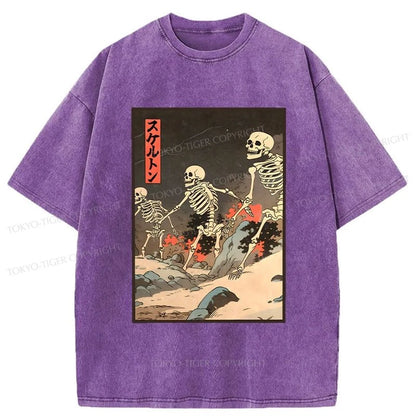 Tokyo-Tiger Japanese Rising Skeletons Washed T-Shirt