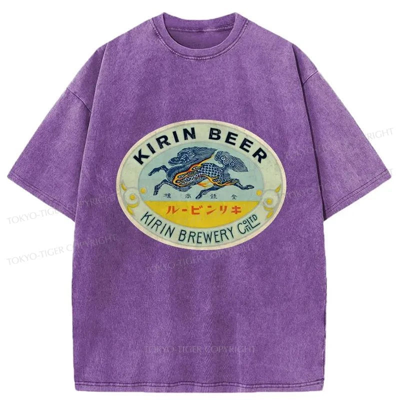 Tokyo-Tiger Kirin Beer Logo Washed T-Shirt