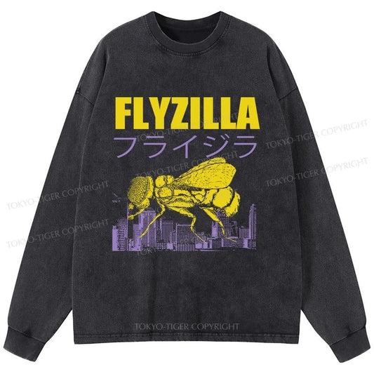 Tokyo-Tiger Giant Fly Japanese Washed Long Sleeve T-Shirt