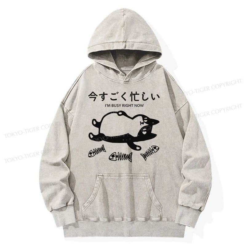 Tokyo-Tiger I'm Busy Right Now Washed Hoodie