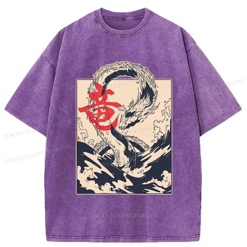 Tokyo-Tiger Sea Dragon Japanese Washed T-Shirt