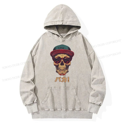 Tokyo-Tiger Fashion Skull Japanese Washed Hoodie