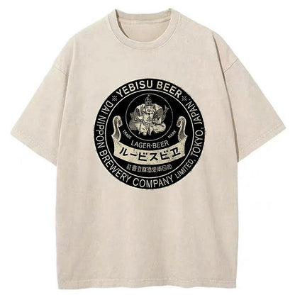 Tokyo-Tiger Vintage Yebisu Beer Label Washed T-Shirt