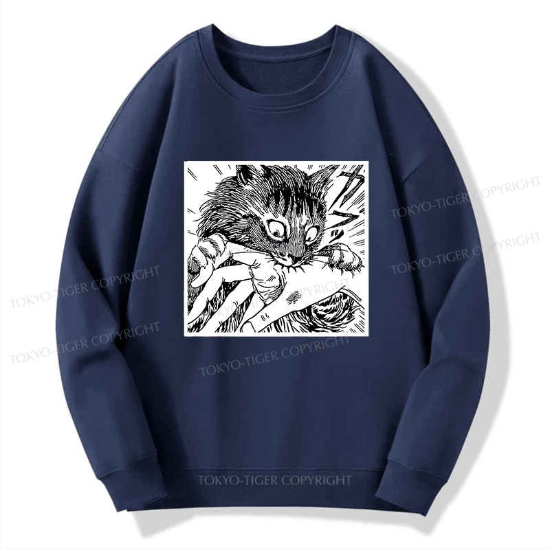 Tokyo-Tiger Creepy Cat Anime Horror Anteater Sweatshirt