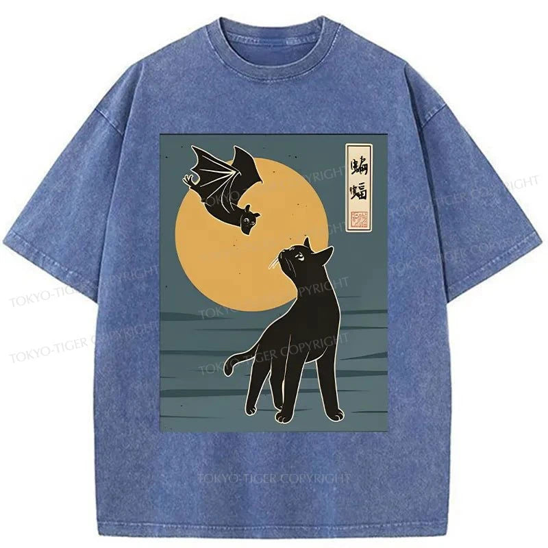 Tokyo-Tiger The Cat With Batty Washed T-Shirt