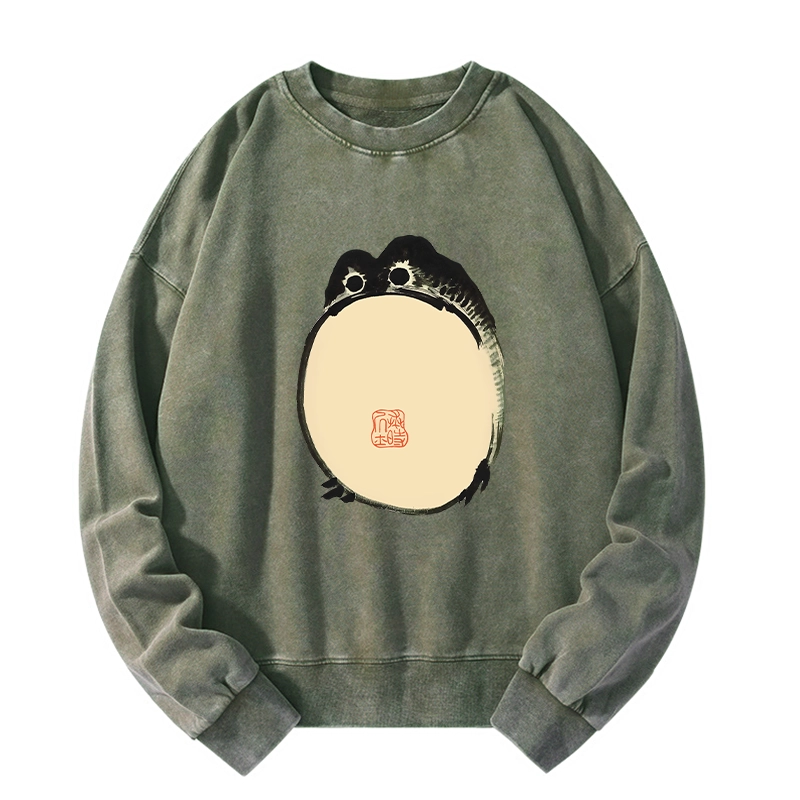 Tokyo-Tiger Grumpy Frog Japanese Washed Sweatshirt