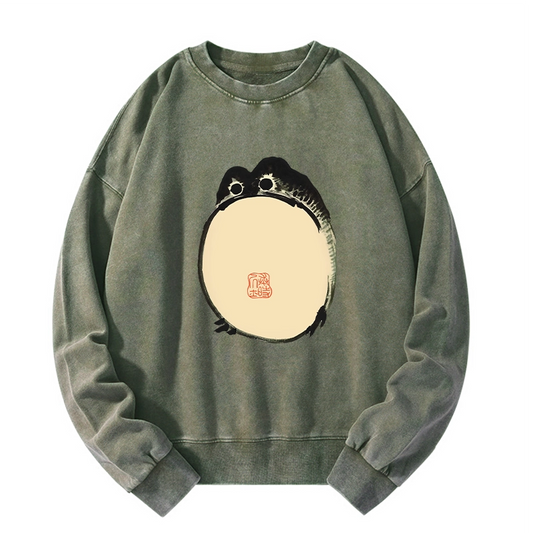 Tokyo-Tiger Grumpy Frog Japanese Washed Sweatshirt