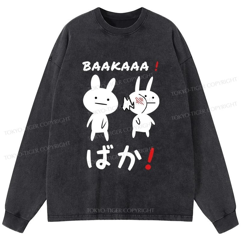 Tokyo-Tiger Anime Baka Manga Slap Washed Long Sleeve T-Shirt