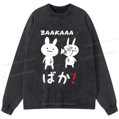 Tokyo-Tiger Anime Baka Manga Slap Washed Long Sleeve T-Shirt