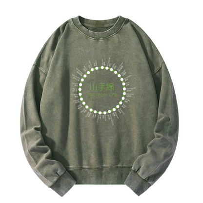 Tokyo-Tiger Yamanote Line Stations Circle Washed Sweatshirt