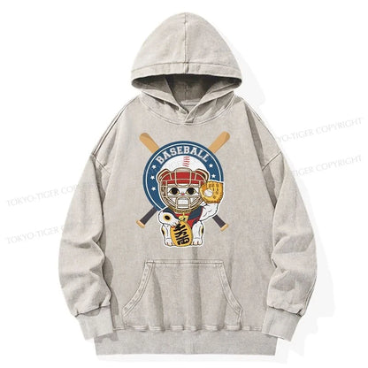 Tokyo-Tiger Janpaese Baseball Cat Washed Hoodie