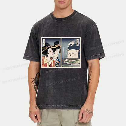 Tokyo-Tiger The Geisha Scolded The Cat Washed T-Shirt