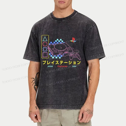 Tokyo-Tiger Japanese Game Consoles Washed T-Shirt