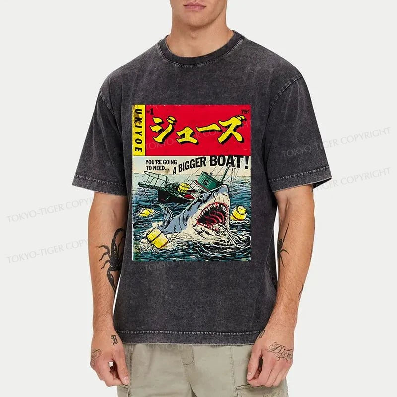 Tokyo-Tiger Killer Shark Poster Washed T-Shirt