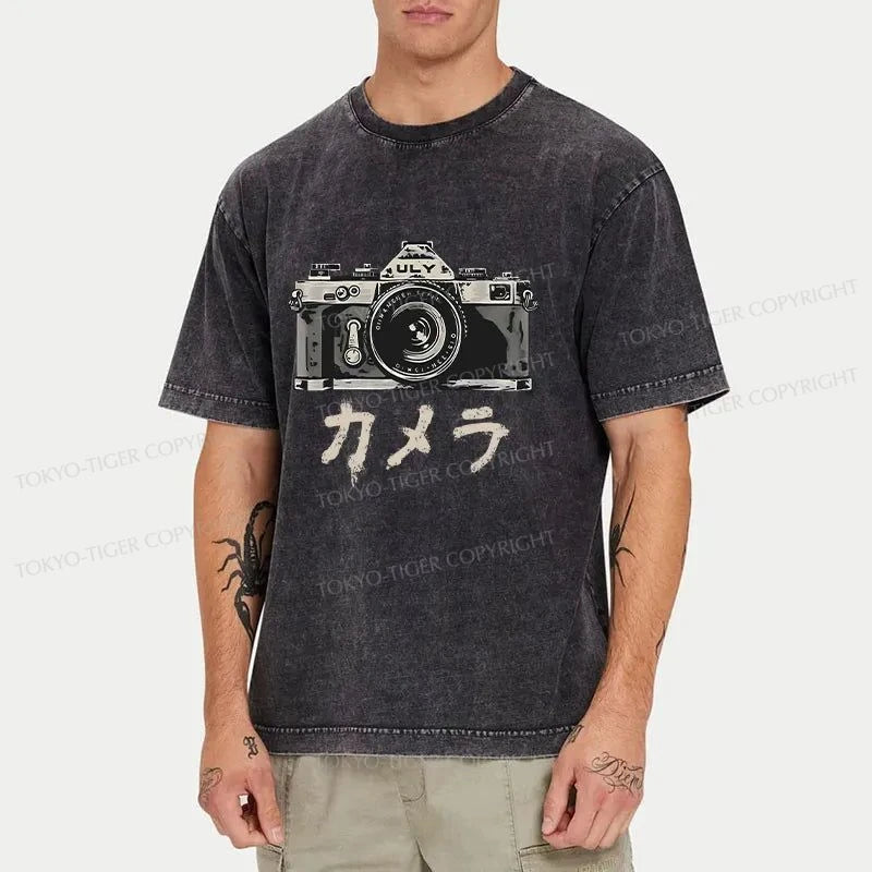 Tokyo-Tiger Japanese Camera Washed T-Shirt