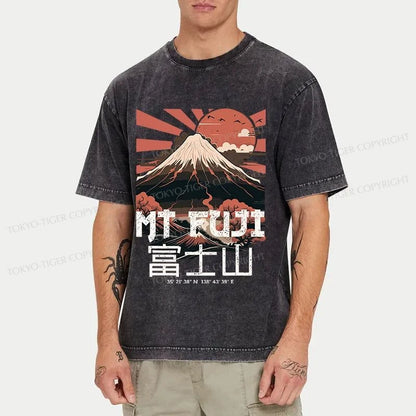 Tokyo-Tiger Mount Fuji Japanese Washed T-Shirt