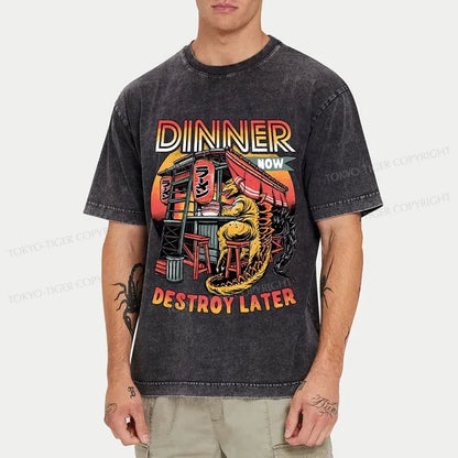 Tokyo-Tiger Dinner Now Destroy Later Washed T-Shirt