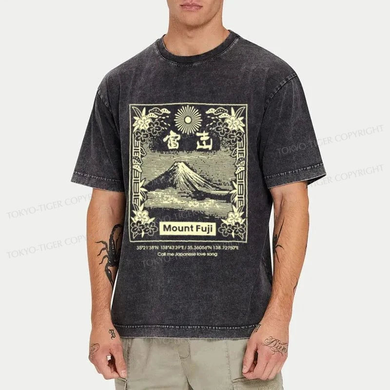 Tokyo-Tiger Japan Mount Fuji Washed T-Shirt