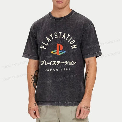 Tokyo-Tiger PlayStation Logo Japan Washed T-Shirt