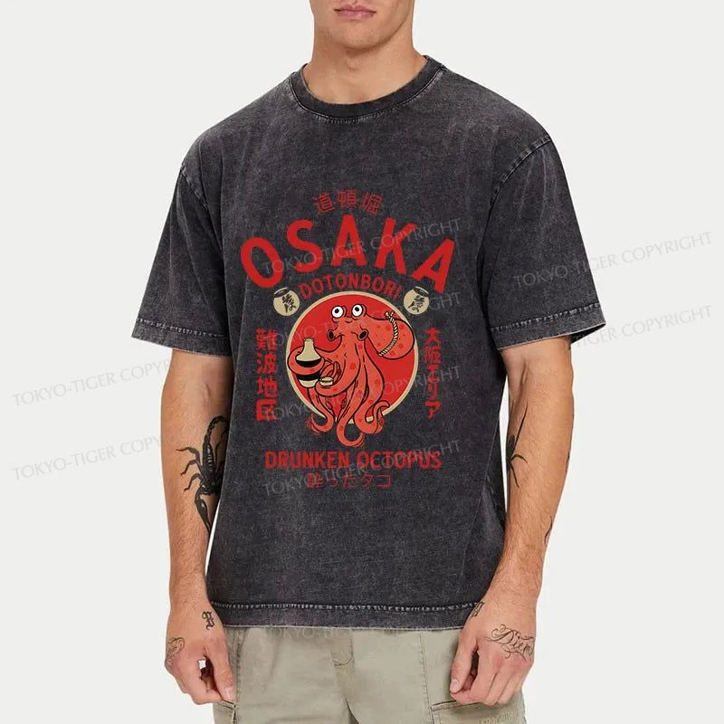 Tokyo-Tiger Drunken Octopus Japan Washed T-Shirt