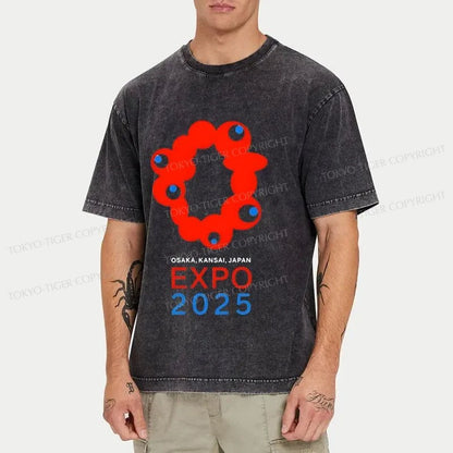 Tokyo-Tiger Logo Of EXPO 2025 Washed T-Shirt