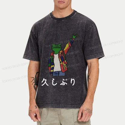 Tokyo-Tiger Hand Up Frog Japanese Washed T-Shirt