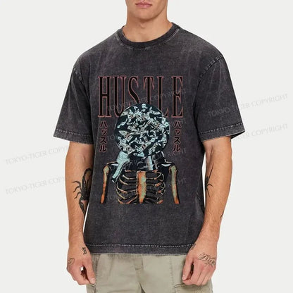 Tokyo-Tiger Hustle Skull Japanese Washed T-Shirt