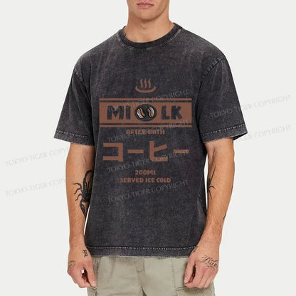 Tokyo-Tiger Onsen Milk Coffee Flavor Japanese Washed T-Shirt