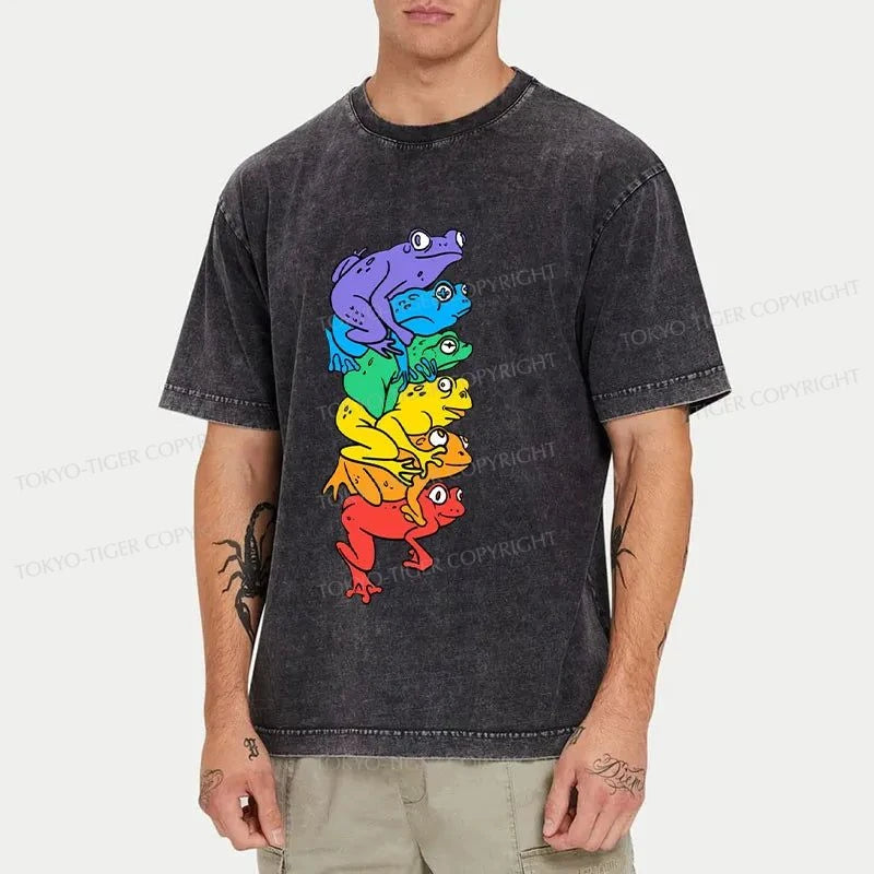 Tokyo-Tiger LGBT Frog Japanese Washed T-Shirt